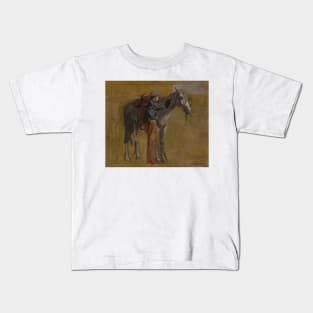 Cowboy - Study for Cowboys in the Badlands by Thomas Eakins Kids T-Shirt